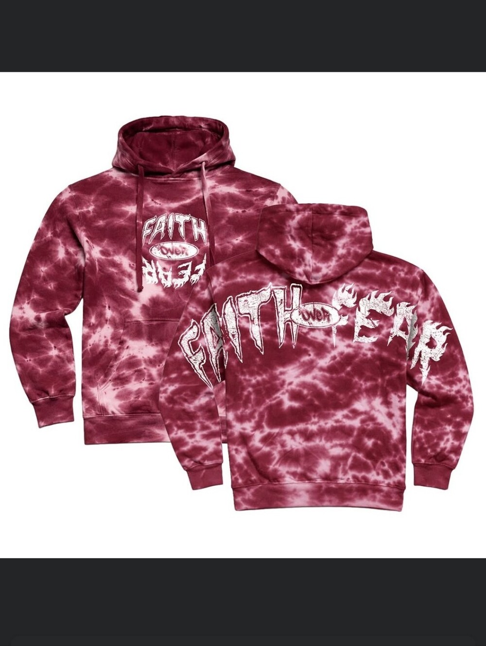 Faith Over Fear Maroon Tie-Dye Hoodie